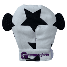 Laden Sie das Bild in den Galerie-Viewer, Gummee-Handschuh, Beißhandschuh, Schwarz-Weiß-Monochrom mit grauem Herzring