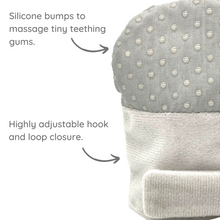 Laden Sie das Bild in den Galerie-Viewer, Gummee Mitts Kratzfeste Zahnungsfäustlinge, 0–3 Monate, Grau