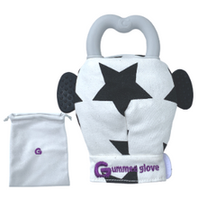 Laden Sie das Bild in den Galerie-Viewer, Gummee Glove teether glove with grey heart silicone ring inserted