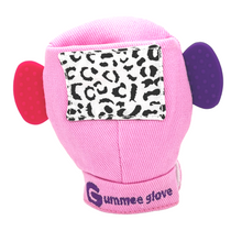 Load image into Gallery viewer, Gummee glove teething mitten Pink and Heart shaped Ring