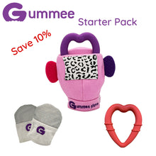 Load image into Gallery viewer, Gummee Starter Pack - Grey Mitts, Gummee Glove Pink and Red Heart