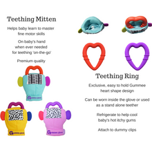 Laden Sie das Bild in den Galerie-Viewer, gummee glove teething mitten for babies teething ring set with silicone baby teether teething guide teething guide