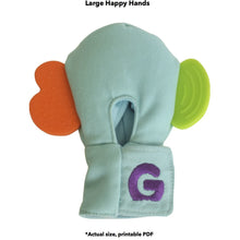 Load image into Gallery viewer, Gummee mouthing gloves for additional / special needs for any child that bites their hands rear view
