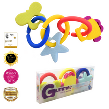 Load image into Gallery viewer, teething ring set with silicone teether links baby teething teething toy
