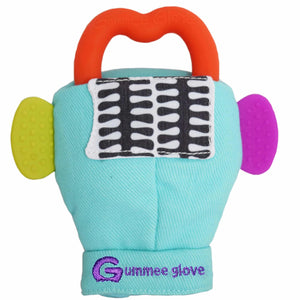 Gummee Double Pack teething mittens Turquoise and Pink