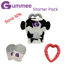 Load image into Gallery viewer, Gummee Starter Pack (Grey mitts, Gummee Glove Black/White and Orange Heart)