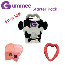 Load image into Gallery viewer, Gummee Starter Pack (Pink mitts, Gummee Glove Black/White and Orange Heart)