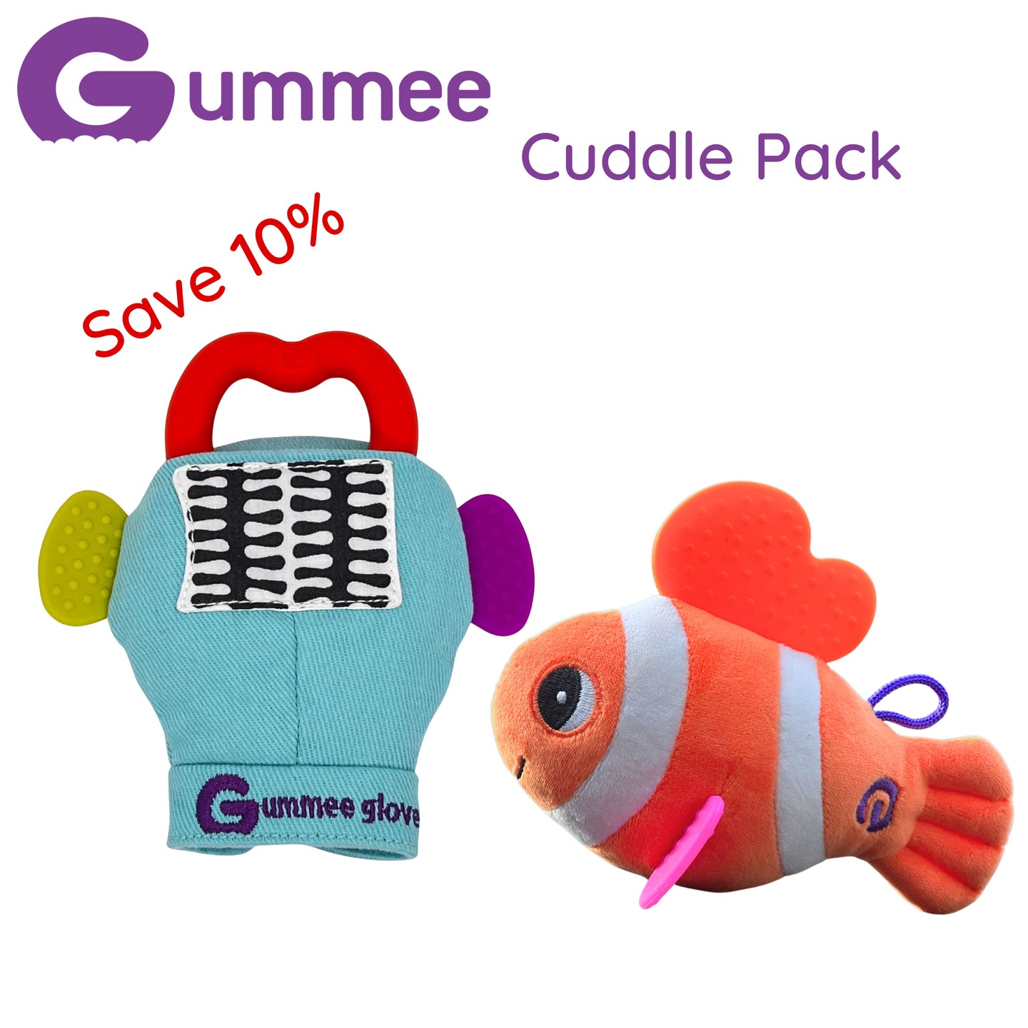Gummee Deluxe Pack-Gummee Handschuh Türkis und Link N Teethe