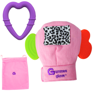 Gummee Glove Plus, teething mitten, Pink, from 6 months