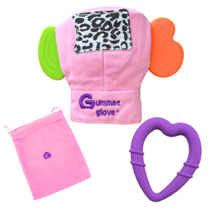 Gummee Glove Plus, teething mitten, Pink, from 6 months