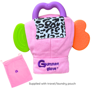 Gummee Glove Plus, teething mitten, Pink, from 6 months