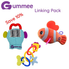 Load image into Gallery viewer, Gummee Linking Pack - Gummee Glove Turquoise, Link N Teethe and Plushee Fish