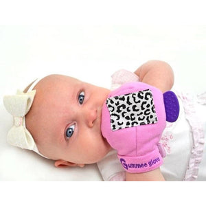 gummee glove teething mitten for babies teething ring set with silicone baby teether in use