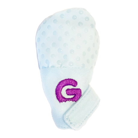 gummee mitts showing hook and loop closed to wrap around wrist