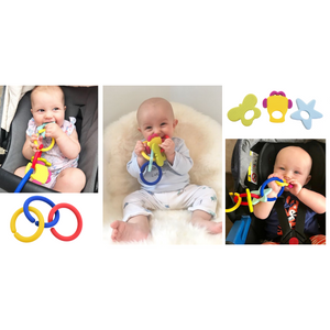 teething bangle or bracelet for parent to wear and child to teethe on in use