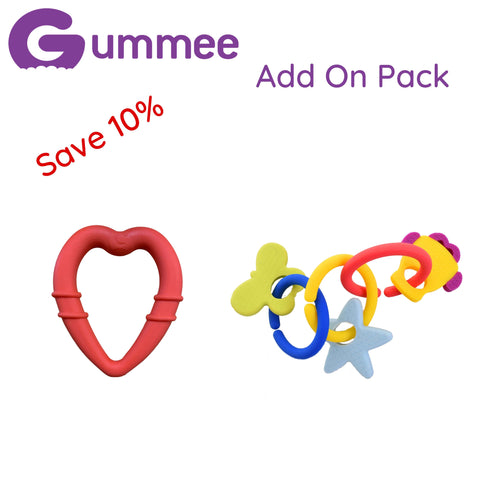 Gummee-Zusatzpaket – Red Heart Teether und Link N Teethe