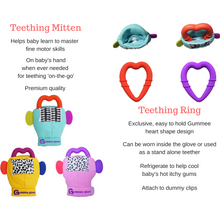 Laden Sie das Bild in den Galerie-Viewer, gummee glove teething mitten for babies teething ring set with silicone baby teether teething guide