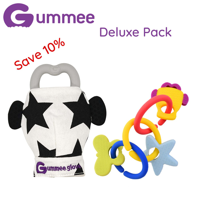 Gummee Deluxe Pack-Gummee Glove Black and White and Link N Teethe