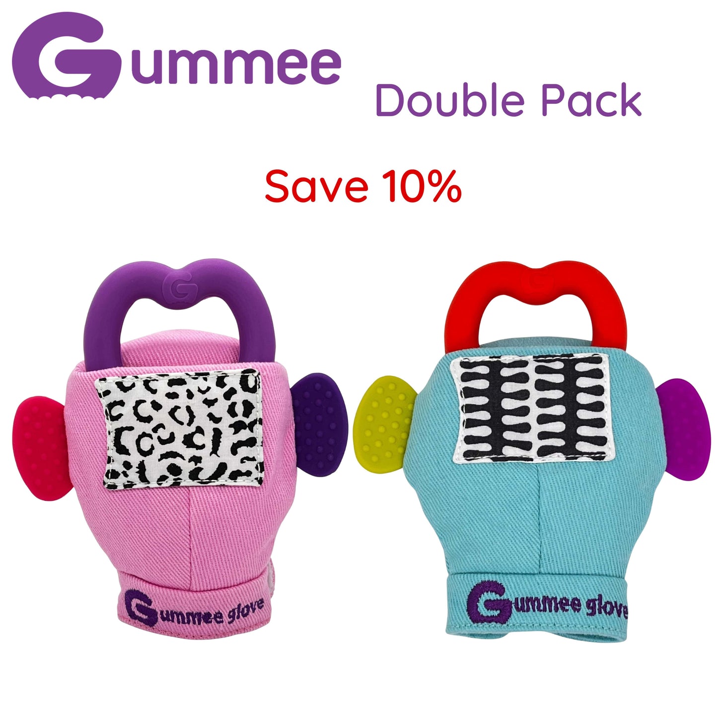 Gummee Doppelpack Beißfäustlinge Türkis und Pink