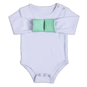 Munchy Mitts baby grow with added silicone teething mitts
