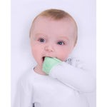 teething mitten babygro in use