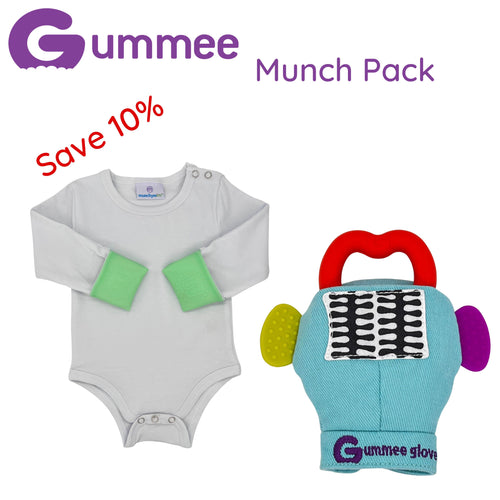 Gummee Munch-Paket – Munchy Mitts und Gummee-Handschuh Türkis