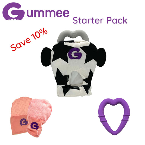 Gummee Starter Pack (Pink mitts, Gummee Glove Black/White and Purple Heart)