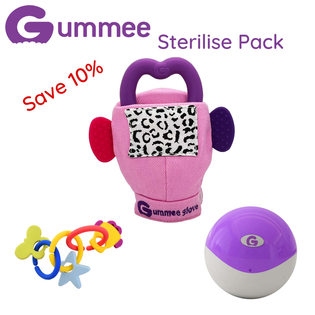 Gummee Sterilise Pack Gummee UV, GG Pink and Link N Teethe