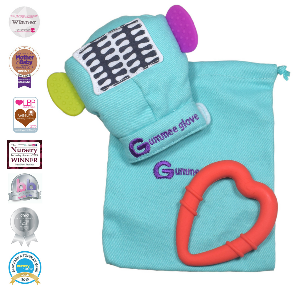 gummee glove teething mitten for babies teething ring set with silicone baby teether