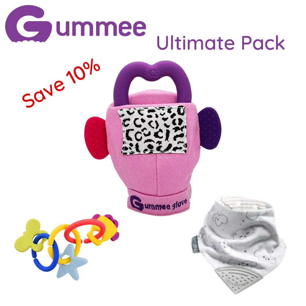 Gummee Ultimate Pack GG Pink, Link N Teethe and Cloud Bib