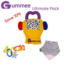 Load image into Gallery viewer, Gummee Ultimate Pack GG Yellow, Link N Teethe and Polka Bib