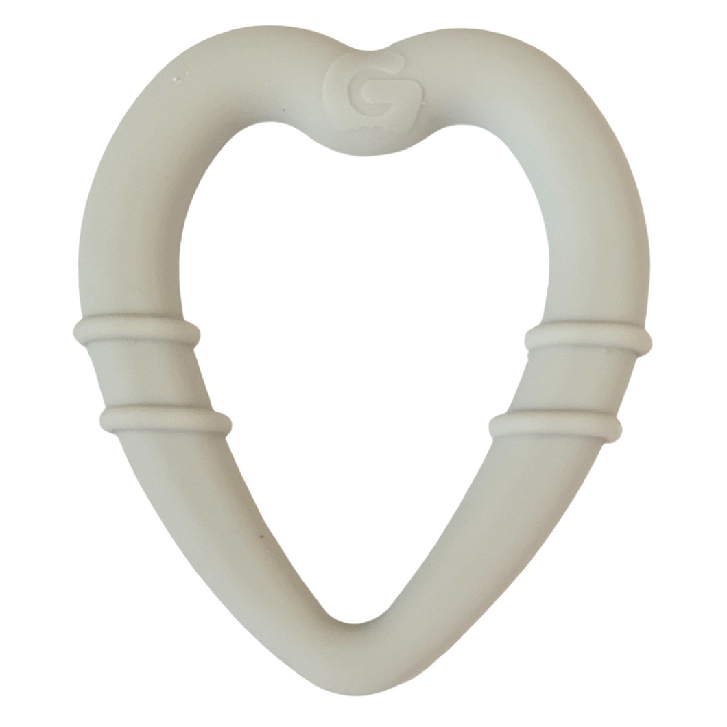 Gummee Heart Shaped Silicone Teething Ring Grey