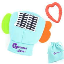 Laden Sie das Bild in den Galerie-Viewer, gummee glove teething mitten for toddlers teether chew mitt with detachable teething ring and laundry bag