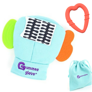 gummee glove teething mitten for toddlers teether chew mitt with detachable teething ring and laundry bag