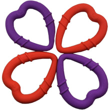 Load image into Gallery viewer, detachable silicone heart teething ring for young teethers pain relief for teethers in 2 different colours