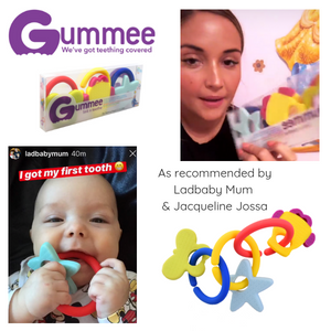 jacqueline jossa with teething ring set with silicone teether links baby teething