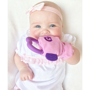 gummee glove teething mitten for babies teething ring set with silicone baby teether perfect for baby shower gift in use