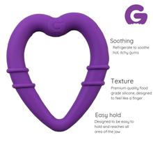 Load image into Gallery viewer, silicone heart teething ring for young teethers teething guide