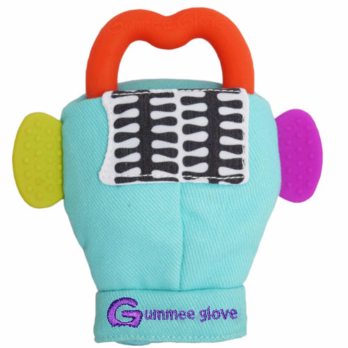 gummee glove teething mitten for babies teething ring set with silicone baby teether Turquoise perfect for baby shower gift