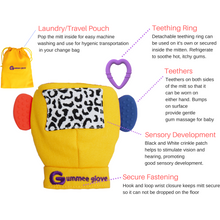 Load image into Gallery viewer, Gummee Starter Pack - Grey Mitts, Gummee Glove Yellow and Red Heart