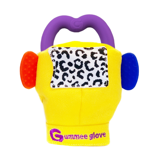 gummee glove teething mitten for babies teething ring set with silicone baby teether yellow perfect for baby shower gift